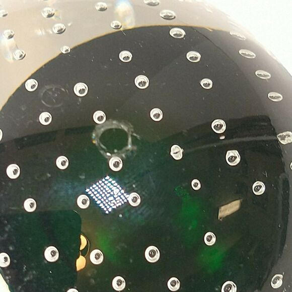 Vintage Control Bubbles Round Pacific Japan Paperweight Clear Green 2.75" - Picture 6 of 10